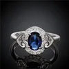 Bague en argent 925 avec diamants complets pour femmes, bague en argent sterling 925, toute nouvelle pierre précieuse bleue, plaquée argent sterling 270A, STPR007-B