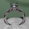 Vecalon 2016 Romantisk Antik Kvinna Ring 2ct Simulerad Diamond CZ 925 Sterling Silver Engagement Bröllop Band Ring för kvinnor