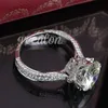 Vecalon New Women Vintage Smycken ring Rund 3ct simulerad diamant Cz 925 Sterling Silver Förlovningsring för vigselring för kvinnor