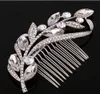 Vintage Leaf Crystal Silver Bridal Hair Combs Hairpin Tiara Bröllop hårtillbehör Hår smycken brudhuvudstycken3717656