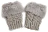 Winter Female Warm faux fox Fur fingerless Gloves Women Knitted Wrist Glove half Finger Gloves mittens guantes mujer277j