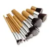 11PCS Professional Makeup Brushes Pen Set Eyeshadow Foundation Concealer Blandning Borst Trähandtag Kosmetiska Verktyg Partihandel