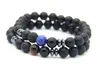 2016 Nya Design Mens Armband Partihandel 8mm Matt Agate Stone Beads Tiger Eye och Blue Veins Lucky Armband