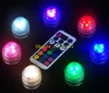 10 zestawów / lot (100 sztuk) LED Light Tea Light Zdalne sterowane Floralyte Zanurzalny Wazon Tealight Candle Lampa 3led Wedding Party Decor Multicolor