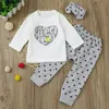 Mädchen Boutique Kleidung Baumwolle Sweet Heart Brief Tops T-shirt + Hosen + Stirnband 3PCS Kleinkind Kleidung Sets Kinder Kleidung baby Mädchen Outfits