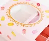 New 12*11*5.2cm Macaron cake paper box with Window Biscuits Packaging Box 3 colors 100pcs/lot Free shipping