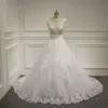 Vestido De novia De tren desmontable 2023, recién llegado, Vestido De novia largo con cuello en V, espalda abierta, apliques De encaje, vestidos De boda con cuentas, foto Real