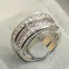 SZ 5-11 Victoria Wieck Vrouwen Luxe Sieraden 7mm Princess cut White Sapphire Simulated Diamond Gem 925 Sterling Silver Wedding 3IN1 Band Ring