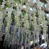 Romántico flores artificiales simulación wisteria vid decoraciones de boda long breve seda planta ramo de ramo de oficina jardín de oficina accesorio de novia