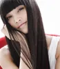 WoodFestival long black wig with neat bangs natural straight synthetic wig realistic daily wear wigs9522727