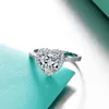 Yhamni Fashion Romantic Heart Ring Oryginalny 925 Srebrny srebrny biżuteria Diamond Diamond Crystal Pierścienie dla kobiet Kyra013644018815