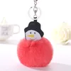 Haute qualité dessin animé bonhomme de neige boule de cheveux porte-clés accessoires créatifs sac pendentif en cuir PU KR363 porte-clés mélanger l'ordre 20 pièces beaucoup