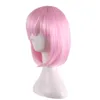 WoodFestival pink blue anime wigs short straight bob wig cosplay heat resistant fiber synthetic hair bangs