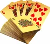 Carte da poker di plastica impermeabili durevoli a caldo Carte da gioco placcate oro 24 carati Carte da gioco di poker Giochi da tavolo da poker Regali di Natale Euro in dollari USA
