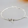 Hela 2016 Kvinnor 925-Sterling-Silver Anklet Leaf Ankle Armband Pärlor för kvinnor Fashion Foot Jewelry New Body Chains218Q