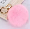 Echtes Kaninchen süßes weiches Fell Schöne Gold Metall -Schlüsselketten Ball Süße Pom Pom Poms Plüsch Keychain Car Keyring Bag Ohrringe Accessoires