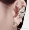 Klipp på örhängen skruvanmälan, icke perforerad fjärilskristallklämma Örhängen Pierced Ears Cuffing Clip på örhängen