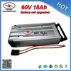Gratis frakt 60V 18Ah elektrisk cykelbatteri laddningsbart litiumbatteri med aluminiumväska BMS laddare Partihandel och detaljhandel