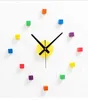 Original muted colorful brief stickers wall clock creative DIY bedroom living room wall sticker clock watch cute home decoration2791