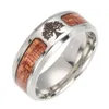 Roestvrijstalen stalen boom van het leven Band Ring Wood Jesus Cross Rings for Women Men Men Mode Jewelry Will en Sandy