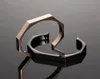 Couple Jewely Women Men New Fashion 316L Stainless Steel Lovers' Open Cuff Bangle Bracelet Black / Rose Gold