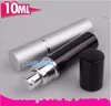 10 ml Zwart / Zilver Parfumfles Reizen Parfum Verstuiver Aluminium Parfum Flessen Hervulbare Pomp Spray Kleine Draagbare Thuisgeuren