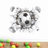 3d Football Soccer Fire Playground Broken Wall Hole view quote goal home decals wall stickers for kids rooms boy sport wallpaper