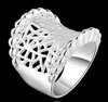 925 Sterling Verzilverd Dames Ring Hollow Grid Mooie schattige mooie luxe kerstmode nieuwe geschenk bruiloft