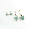 Mode pierre naturelle blanc Turquoise boucles d'oreilles plaqué or Triangle géométrie pierre précieuse boucle d'oreille pour les femmes bijoux