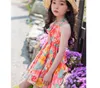 2016 Nieuwe Collectie Big Girl Summer Princess Jurk Kinderen Floral Gedrukt Mouwloze Jarretje Jurken Mode Meisjes Backless Dress 100-150cm