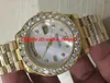 Luksusowe Zegarki Wysokiej Jakości Męskie 36mm 18k Gold White Mop Większy Diamentowy Dial Vezel 2Y Automatyczny Zegarki Mens Watch Wristwatch