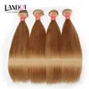 Braziliaanse Virgin Hair Straight Top Honey Blonde Kleur 27 # Peruviaanse Indiase Maleisische Cambodjaanse Remy Menselijk Haar Weave Extensions 3/4 Bundels