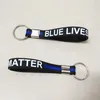 Key ring Black Blue Lives Matter Key chain Wristband Silicone Bracelets Simple Key chain Wristband Silicone Bracelets Thin Matter Wristbands