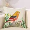 Handgemalte Vögel Kissenbezüge Kissenbezug Vogelbaum Kissenbezug Sofa Couch Überwurf Dekorativer Leinen-Baumwoll-Kissenbezug Geschenk