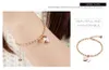 Women Custom Engraved Bracelet Stainless Steel Rose Gold Plated Beads Chain Bracelet with Heart Charm 165mm+45mm Extension