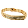 Chaîne de bracelet de poignet pour hommes remplie d'or 9K de zircone cubique de rangée claire incrustée
