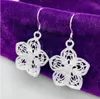 Hohle Blume Silber lange baumelnde Ohrringe 925 Sterling Silber vergoldet Ohrringe für Frauen Schmuck Geschenk Hochzeit