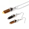 30 색 Drusy Fashion Natural Stone Charms 귀걸이 육각 프리즘 Druzy Gemstone Chakra Dangle Earring Charm Women Jewelry