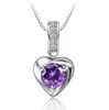 925 Sterling Silver Love Heart Stud Earrings Necklaces Set White Purple Shining Crystal Bling Diamond Pendant Necklace Earring Earings Ear Rings Jewelry