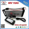 Högkvalitativ 1800W 60 volt Ebike batteripaket 60V 15AH litiumbatteri med BMS Samsung 18650 Cell Aluminium Case + Free Charger