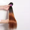 Wefts peruansk jungfru rakt mänskligt hår väver två ton 1b 30 blond buntar billiga mörka rötter medium auburn ombre rak hårförlängningar