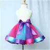 New Baby Girl Kids Sequins Princess Lace Dress Party Formal Wedding Tutu Dresses Baby Sleeveless Rainbow Dress