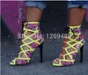 2020 new arrival multicolor Fluorescent green 8CM and 10CM high heels lace up summer sandals for women