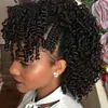100% mänskligt hår hästsvans med bang frans hårstycke för svarta kvinnor afro lockigt hår brasiliansk jungfru hästsvans hår förlängning