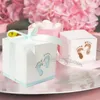 Free Shipping 12PCS Pterry Feet Cut-Out Candy Boxes with Satin Ribbon for Baby Shower 1ST Birthday Party Favor Boxes