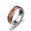 New 8mm 316L Stainless Steel Wood Grain Rings Men Wedding Rings Titanium Steel Ring Size 6-13