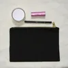 Svart makeupväska Blank bomullsduk Makeup Case Vanligt svart kosmetisk väska Kopplingspåse med guldmetallkedja