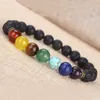 SN0445 Moda 7 Chakra Pulsera Power Energy Pulsera Hombres Mujeres Moda Rock Lava Piedra Pulsera Mejor vendedor preferido