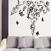 Heet Woonkamer TV Achtergrond Slaapkamer Romantische Modieuze Verwijderbare Art Butterfly Vine Flower Muurstickers Gratis verzending