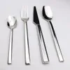 JANKNG 4Pcs/lot Top Quality Yayoda sliverStainless Steel Cutlery Mirror Polished Knife Fork Spoon Tea Spoon Set Western Dinnerware Sets Free